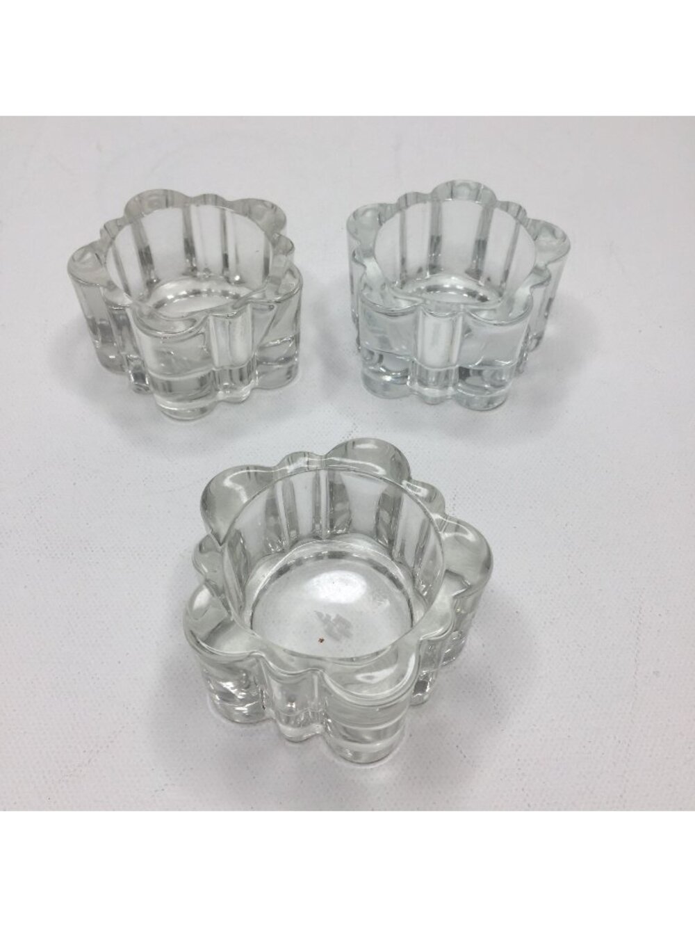 Partylite Set Of 3 Glass Flower-Shaped Votive Tealight Holders Wedding Decor